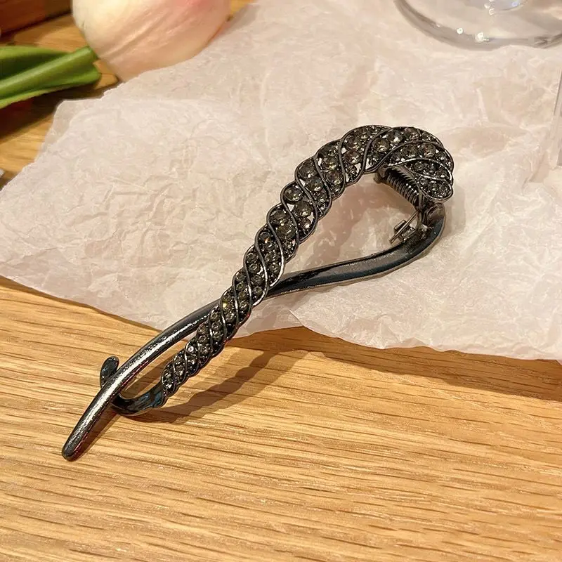 New Delicate S Shape Hair Clip Crystal Wheat Hairpin for Women Ponytail Clip Side Clip Back Head Spoon Headdress