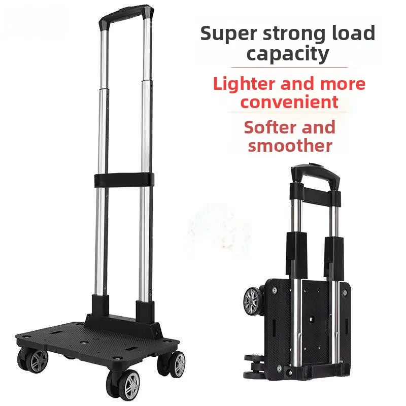 

Portable Aluminum Alloy Four-Wheel Universal Wheel Lage Handle Staer Foldable Hand-Pulled Cart Bapa Wheel Braet