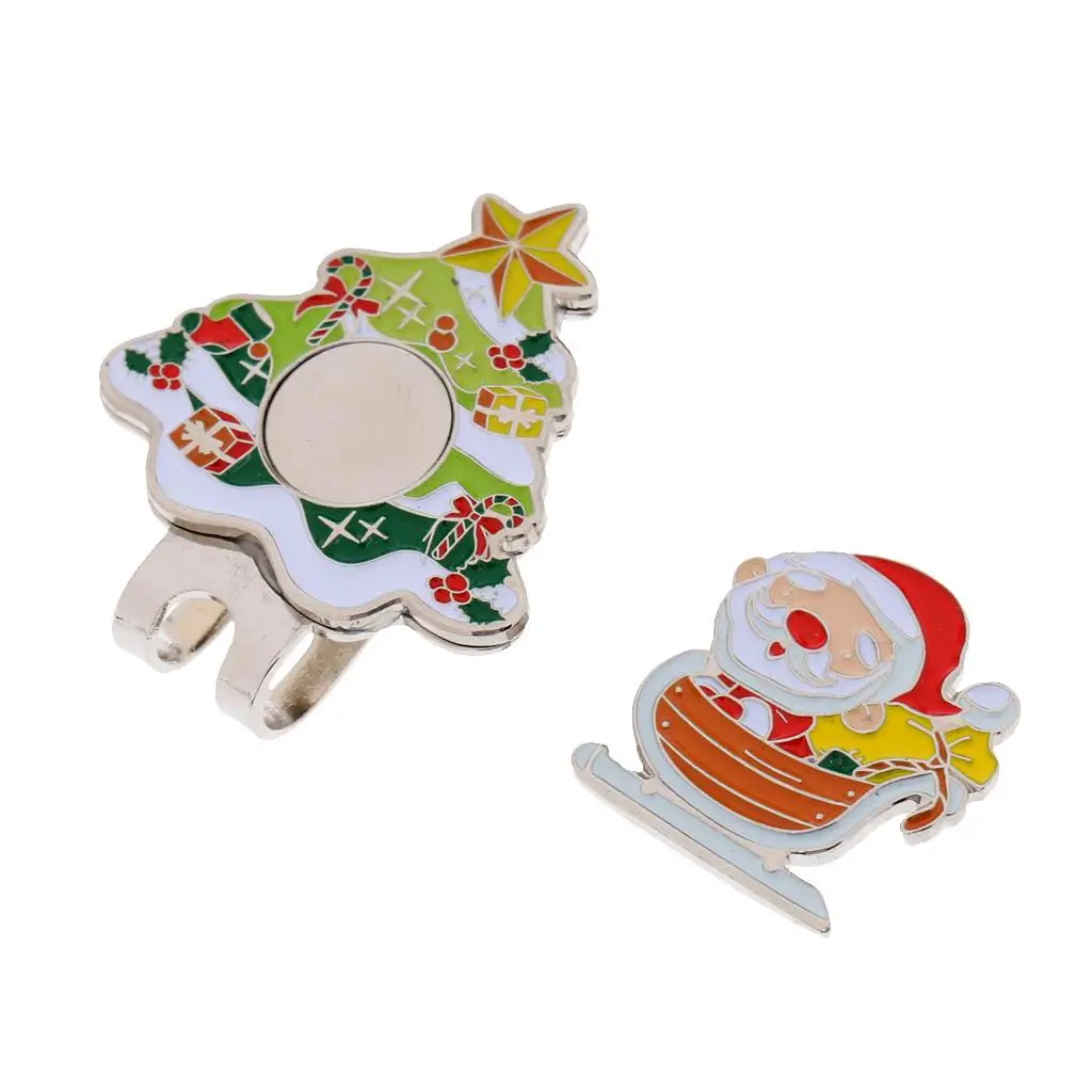 Quality Alloy Santa Claus Pattern Magnetic Hat Clip Golf Ball Marker Fit for Cap Visor Golfer Gift