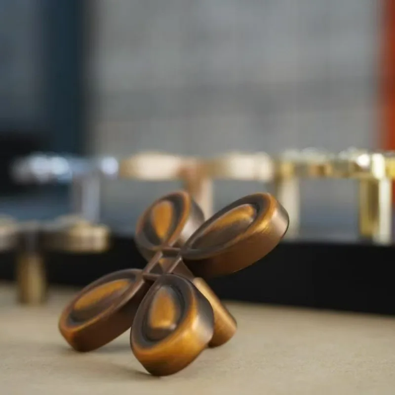 Cabinet Handles Retro Four Leaf Clover Handle Antique Zinc Alloy Chinese Style Drawer Wardrobe Cabinet Door Furniture Pull Knob