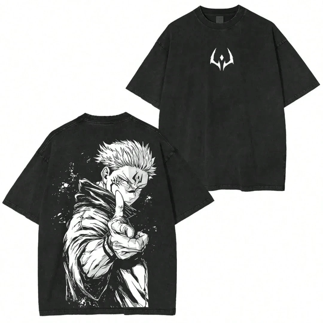 Jujutsu Battle : T-shirt Y2K rétro délavé, nouveau style d'été, style urbain, pour hommes et femmes
