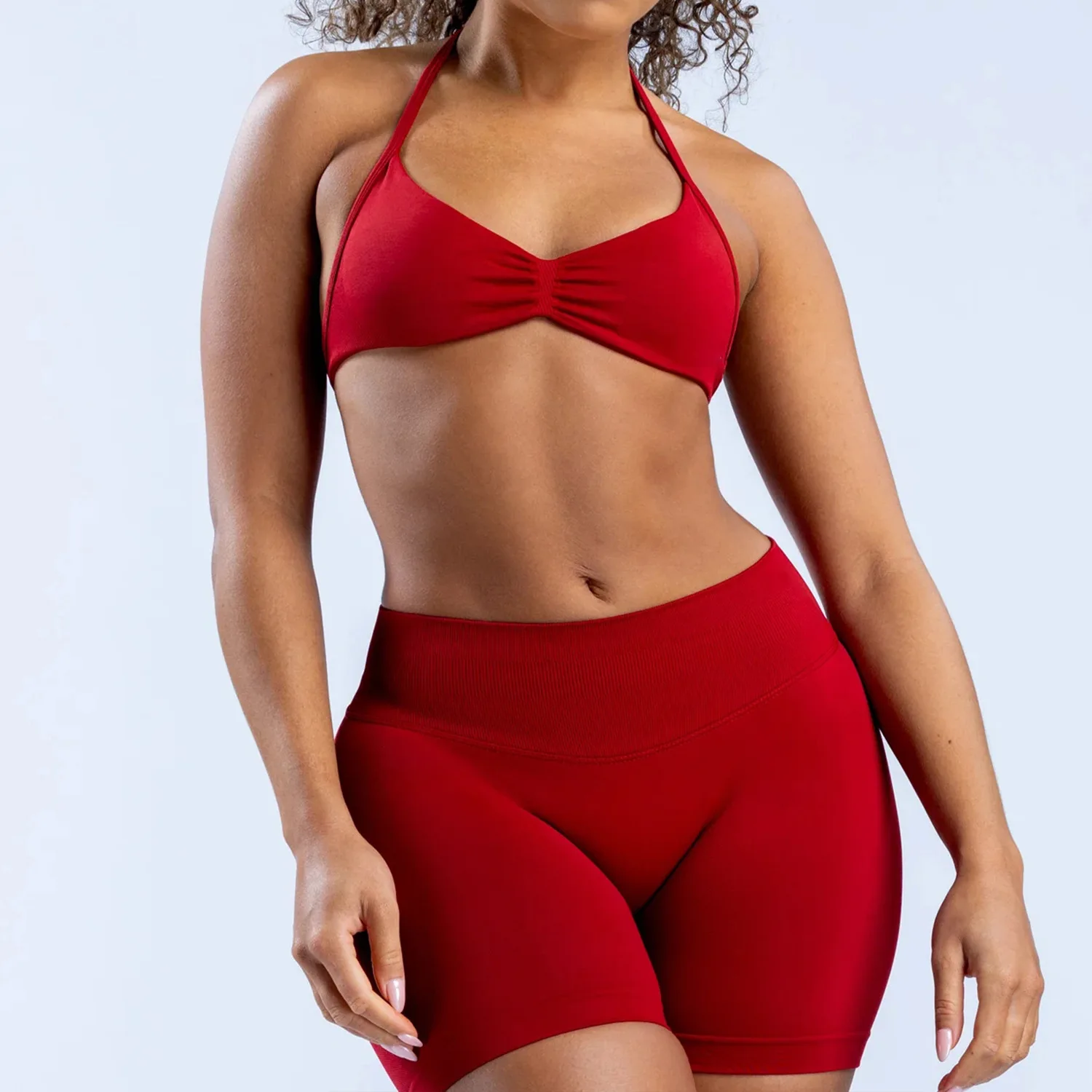 Hochstützender Sport-BH zum Schnüren für Damen – Leibchen mit dünnen Trägern, nahtlos, eng anliegend für Push-up-Training und Yoga, Gym-Top – Detail 9
