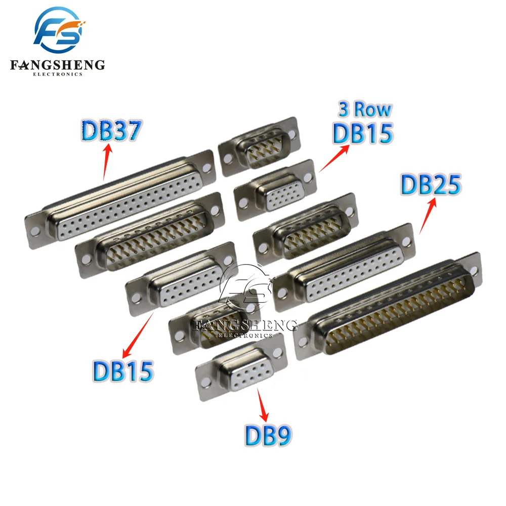 2/5 Pcs DB9/15/25/37 Connector Serial VGA Male Female Solder Type Plug D-SUB 9 15 25 37 Pin Plug Socket RS232 Connector