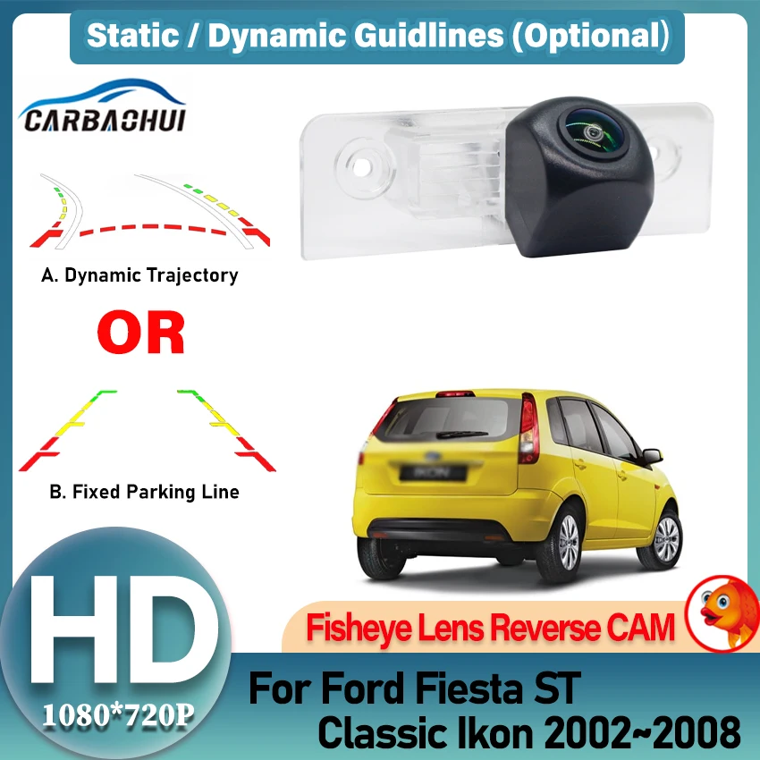 Cámara de visión trasera para coche, cámara de aparcamiento HD CCD, Kit de accesorios, trayectoria dinámica para Ford Fiesta ST Classic Ikon 2002 ~ 2008