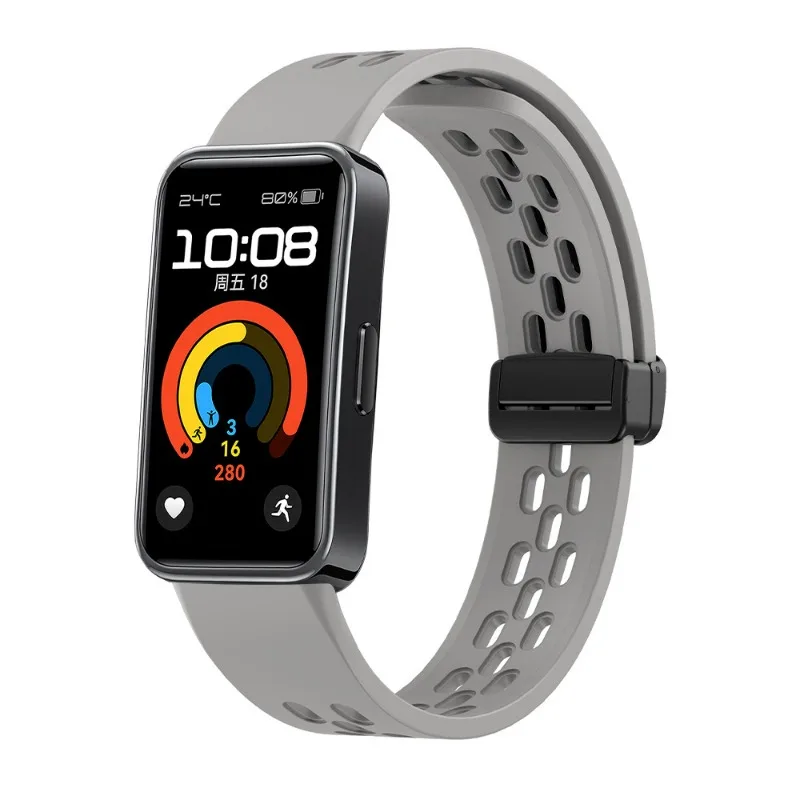 Magnetyczna składana klamra Silikonowy pasek do zegarka Wymienna bransoletka do inteligentnego zegarka Oddychające akcesoria do paska Huawei