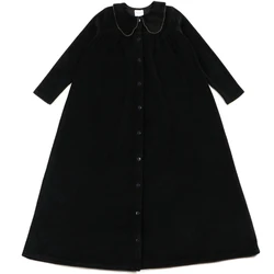 Girl puffy maxi dress velour childhood clothing long sleeve with green neck edge girl nightgown front buttons opening peter neck