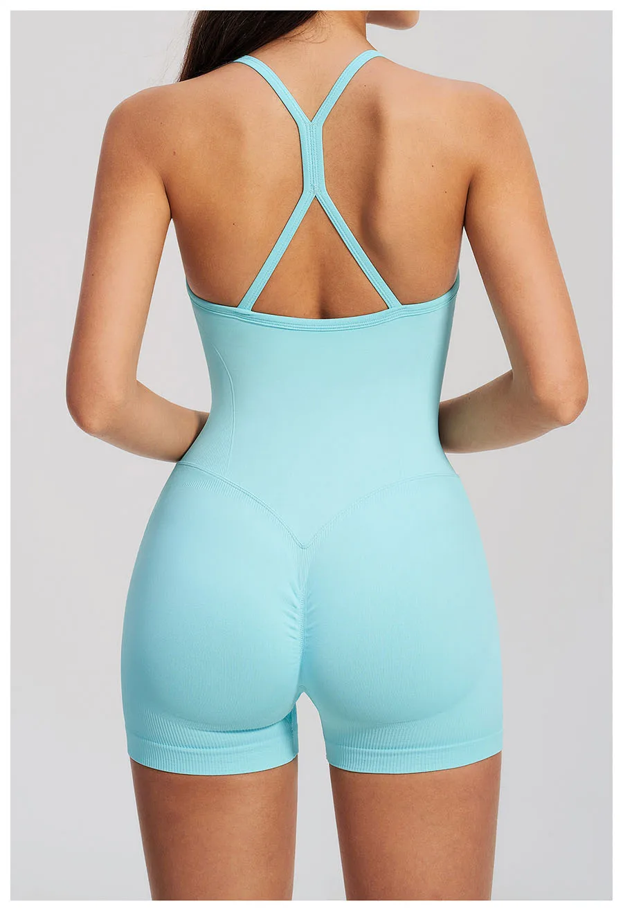 Yoga-Sets Nahtlose Gym-Jumpsuits Damen Einteiliger Sport-Bodysuit Overalls Aktivbekleidung Fitness-Trainingskleidung Kurze Outfits – Detail 19