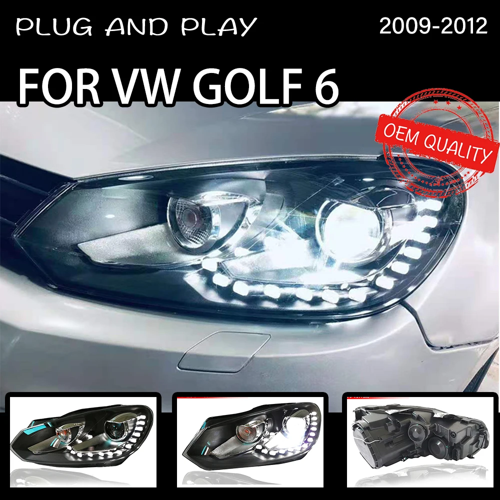 Headlight For VW Golf 6 MK6 2009-2012 Car автомобильные товары LED DRL Hella 5 Xenon Len Hid H7 VW Golf6 Car Accessories