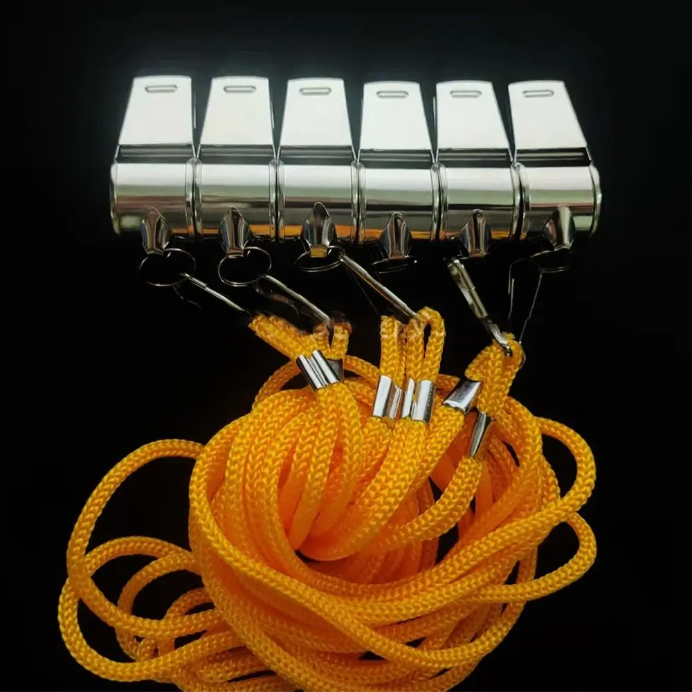 

Баскетбольный мяч с желтой веревкой, вечерние тренировочные школьные металлические свистки из нержавеющей стали, свистки для болельщиков, инструмент для черлидинга