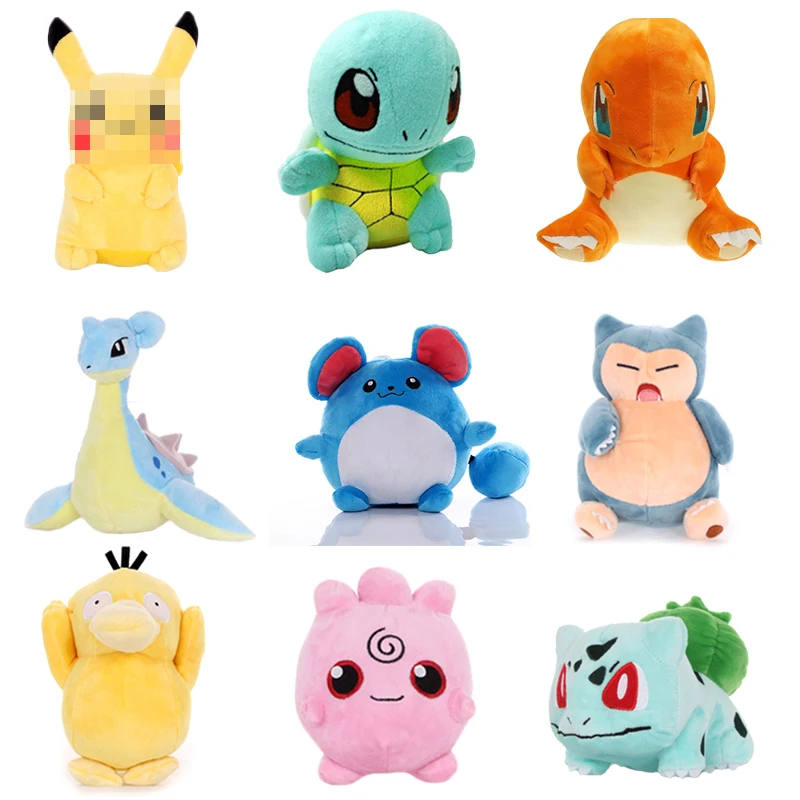 Anime Pokemon pluszowe zabawki Kawaii Pikachu Charmander Squirtle Bulbasaur Eevee nadziewane hurtownia pazur maszyna lalka prezent dla dzieci