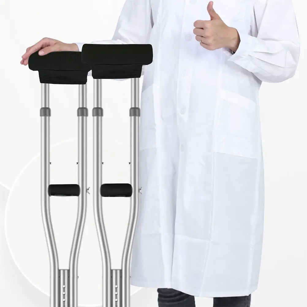 1Set Cane Pads Black Soft Protective Hand Grips Cushions for Crutch Underarm Comfortable Walking Aid for Elderly Pain Relief