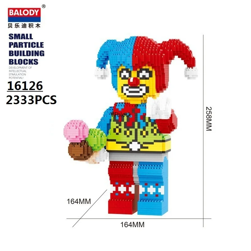 Balody Mini Blocks Cartoon Building Toy Big Clown Model Educational Blocks Fun Joker Brinquedo Toys for Children Gifts16126