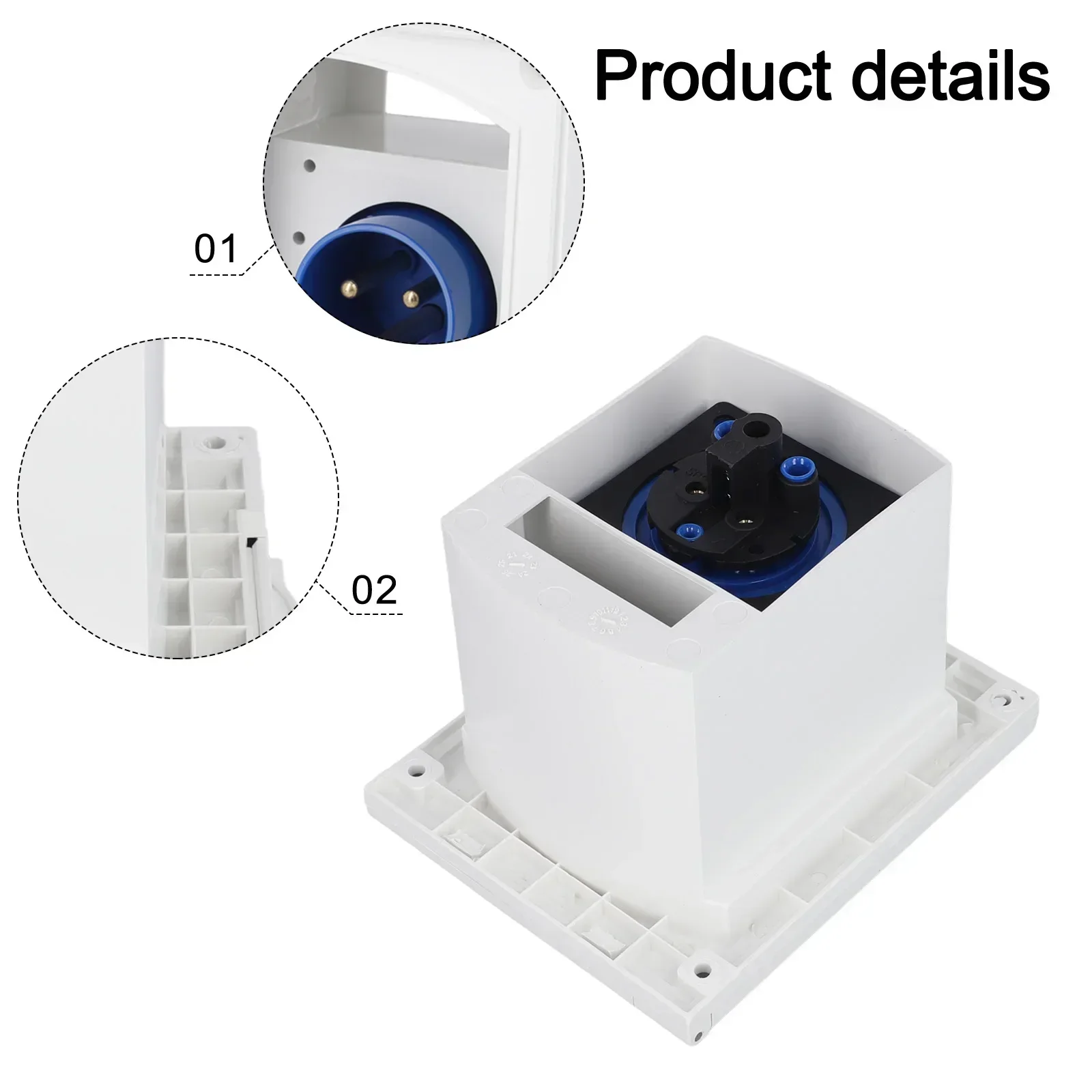 Power Interface Charge Socket Black CEE-Einspeisestecker Caravan Camping Eckig Schwarz Einbaudose White Wohnmobil