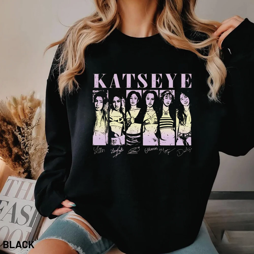 

Музыкальный свитшот Katseye, свитер Kpop, красивая рубашка-хаос, модный музыкальный пуловер, топ Y2k, женские повседневные толстовки с длинными рукавами
