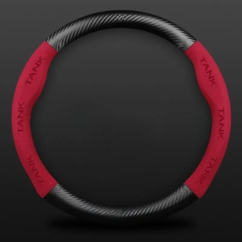 TRD For 2021-2024 Great Wall Tank 300 Steering Wheel Sleeve with Suede Carbon Fiber Leather Anti-Slip Conversion Accessories