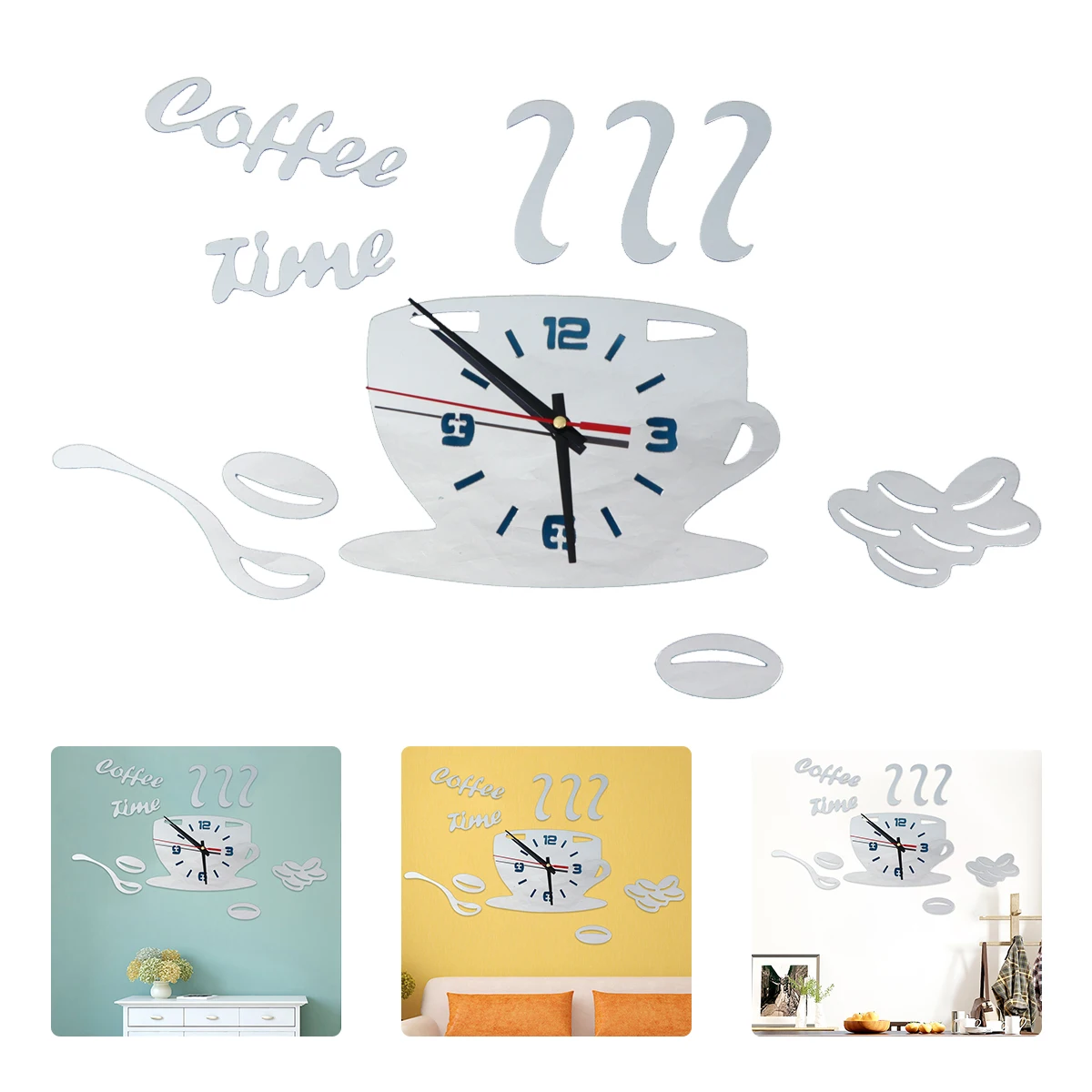 

Coffee Cup Wall Clock Acrylic Creative Design Perfect for Room Bedroom Living Room Wall Art Decoration
