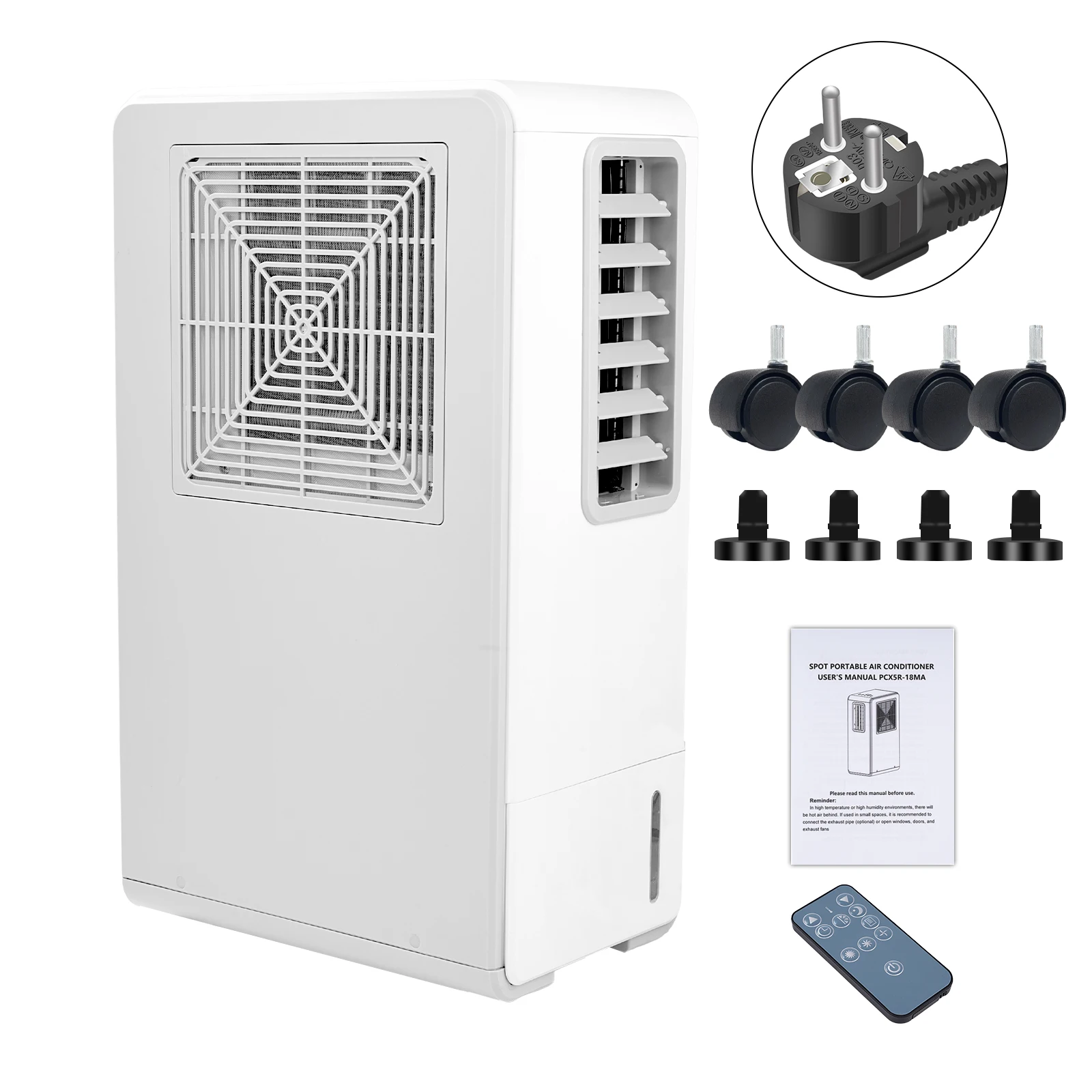 Aire acondicionado portátil, enfriador de aire móvil, deshumidificador con temporizador de 24 horas, control remoto, bajo nivel de ruido, no requiere instalación, UE