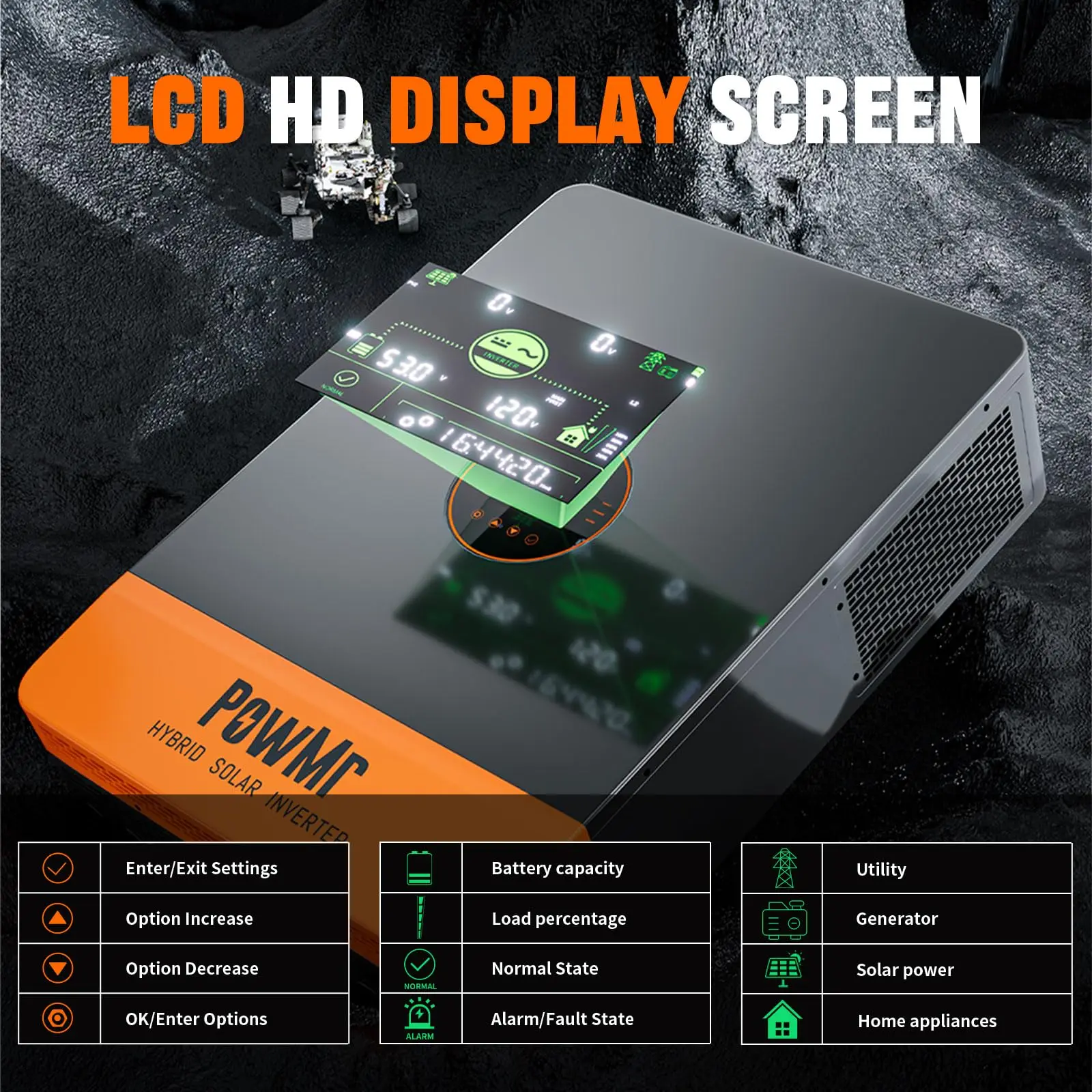 PowMr USA 5.2KW 48V 110Vac الهجين العاكس للطاقة الشمسية يمكن أن تقسيم المرحلة 220Vac الناتج عند موازية موجة جيبية نقية MPPT 100A PV 500Vdc #5