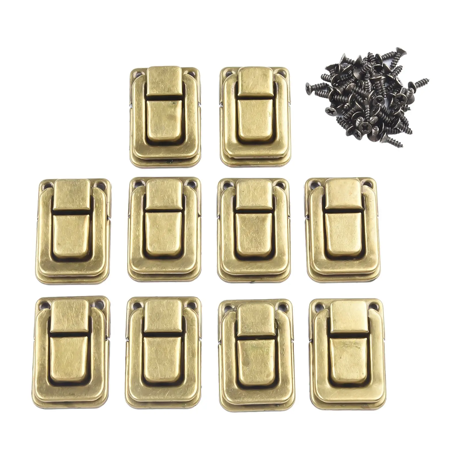 10PCS  Wooden Box Hasps Metal Lock Catch Retro Luggage Buckle Metal Lock Wooden Box Buckle Furniture Hardware 25*38mm