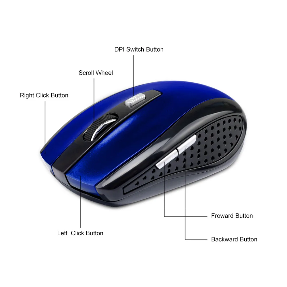 Mouse Wireless Gaming 2.4GHz DPI regolabile 6 pulsanti Mouse ottico ricevitore USB Mouse Gamer Mouse per pc Laptop computer