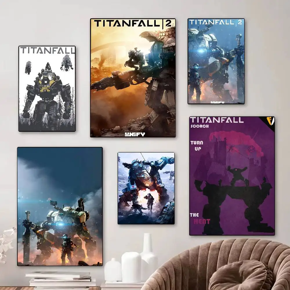 Pósteres vintage del juego T-Titanfall 2, impresiones en papel blanco adhesivo, carteles artísticos, pegatinas de pared