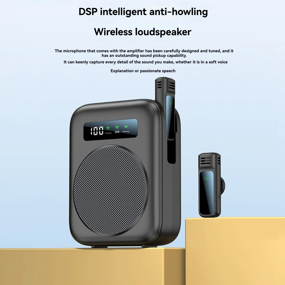 AS95-Penguat Suara Bluetooth dengan Mikrofon Kerah Lavalier Nirkabel Magnetik, untuk Ruang Kelas/Yoga/Konferensi