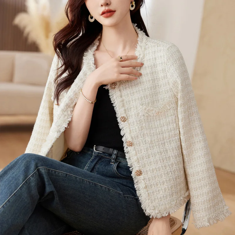 Women's short woolen jacket 2026 new spring/autumn versatile tassel small fragrant style women's top