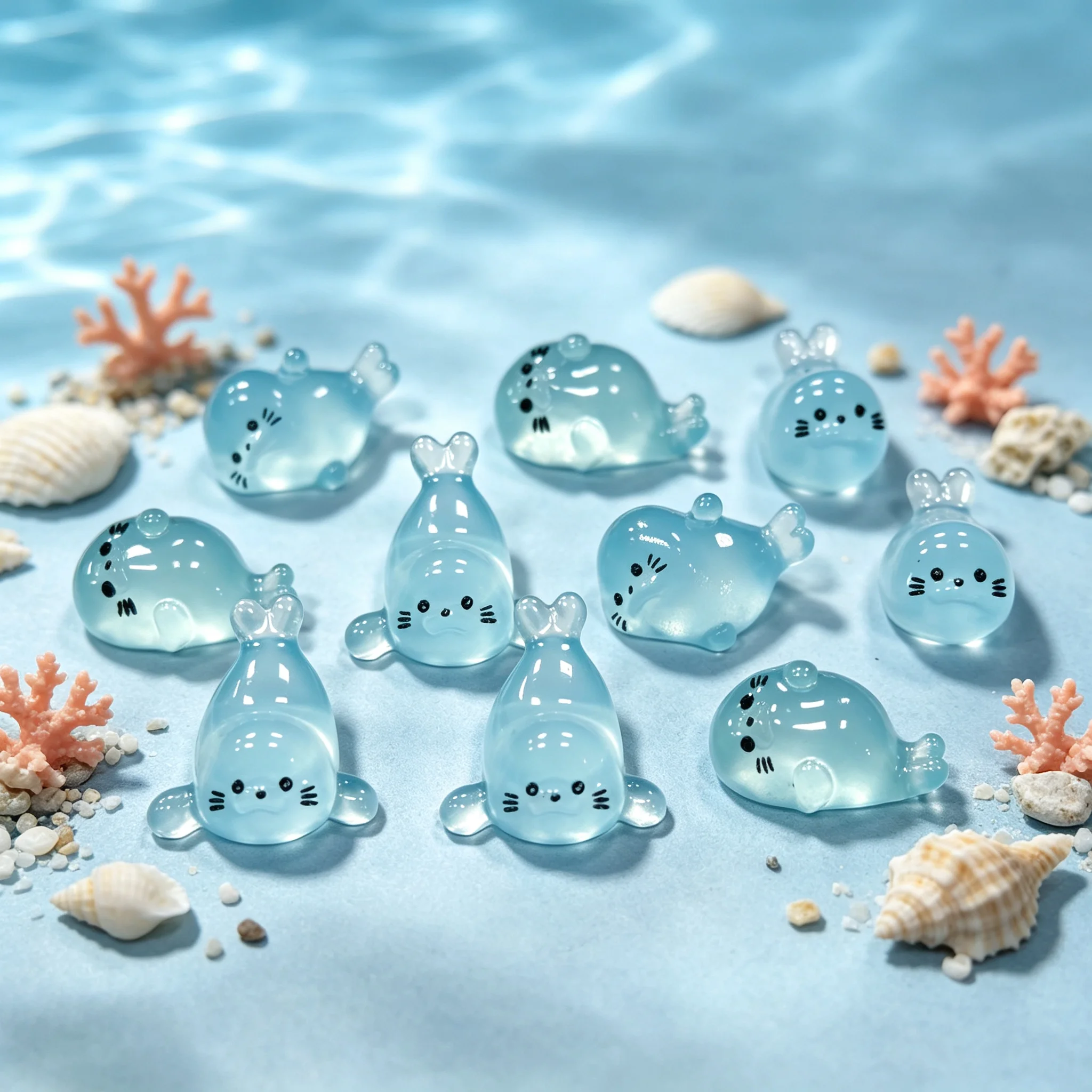Luminous Mini Seal Figurine Glow in The Dark Resin Marine Animal Miniatures Desktop Micro Landscape Ornament DIY Craft Home Deco