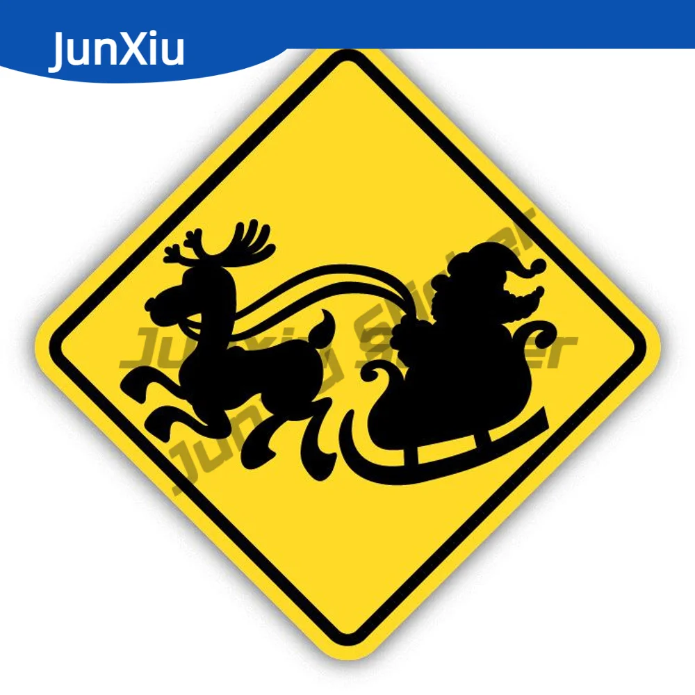 

Funny Santa Traffic Sign High-quality Car Sticker Laptop Speedboat Bumper Rear Windshield Waterproof Exterior Decal Custom Decal