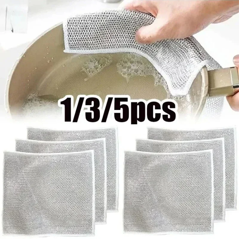 Silver Cleaning Cloth Magic Dish Towel Reusable Non Stick Oil Dishcloth Pot Strong Rust Replace Steel Wire Balls Rag