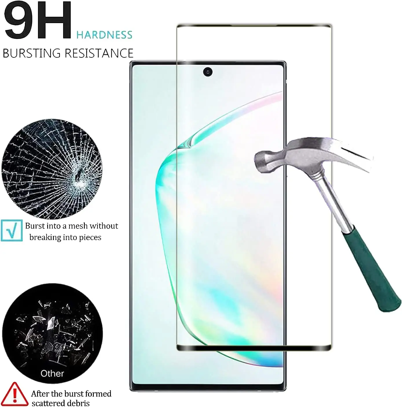 For Samsung Galaxy Note 10 +, 9H Curved Four Sides Glue Tempered Glass 2/4Pcs 9H Screen Protector