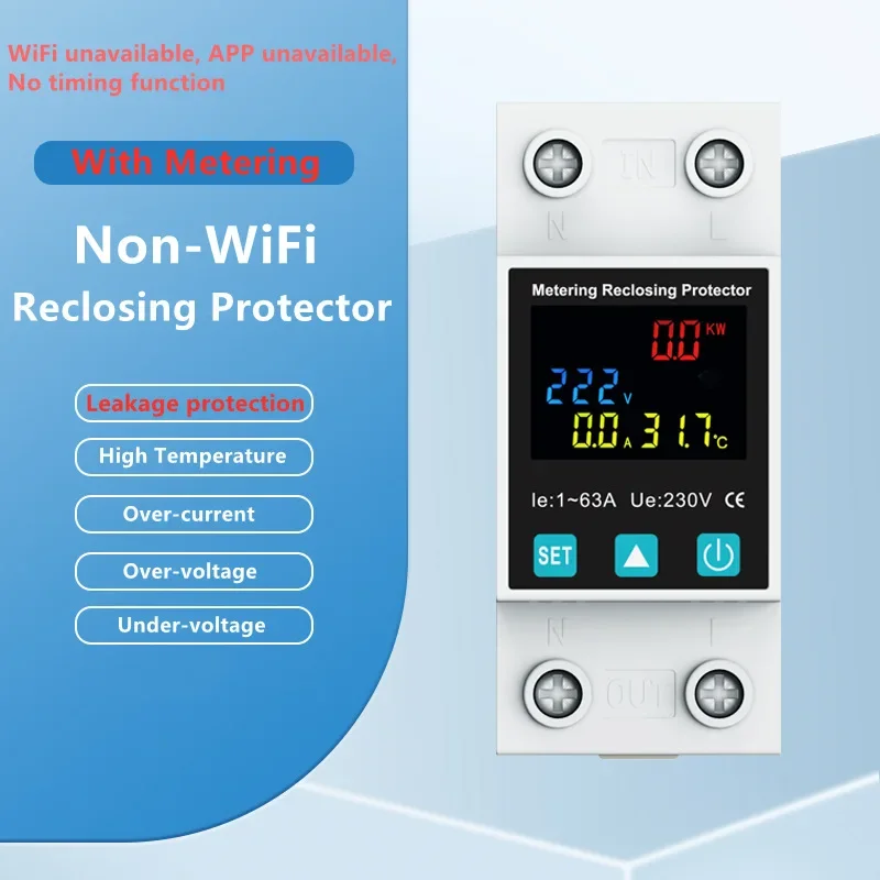 Tuya WiFi Smart Circuit Breaker With Power Metering 1P 1-63A Timer Power Voltage Current Voice Remote Control Switch LED Display