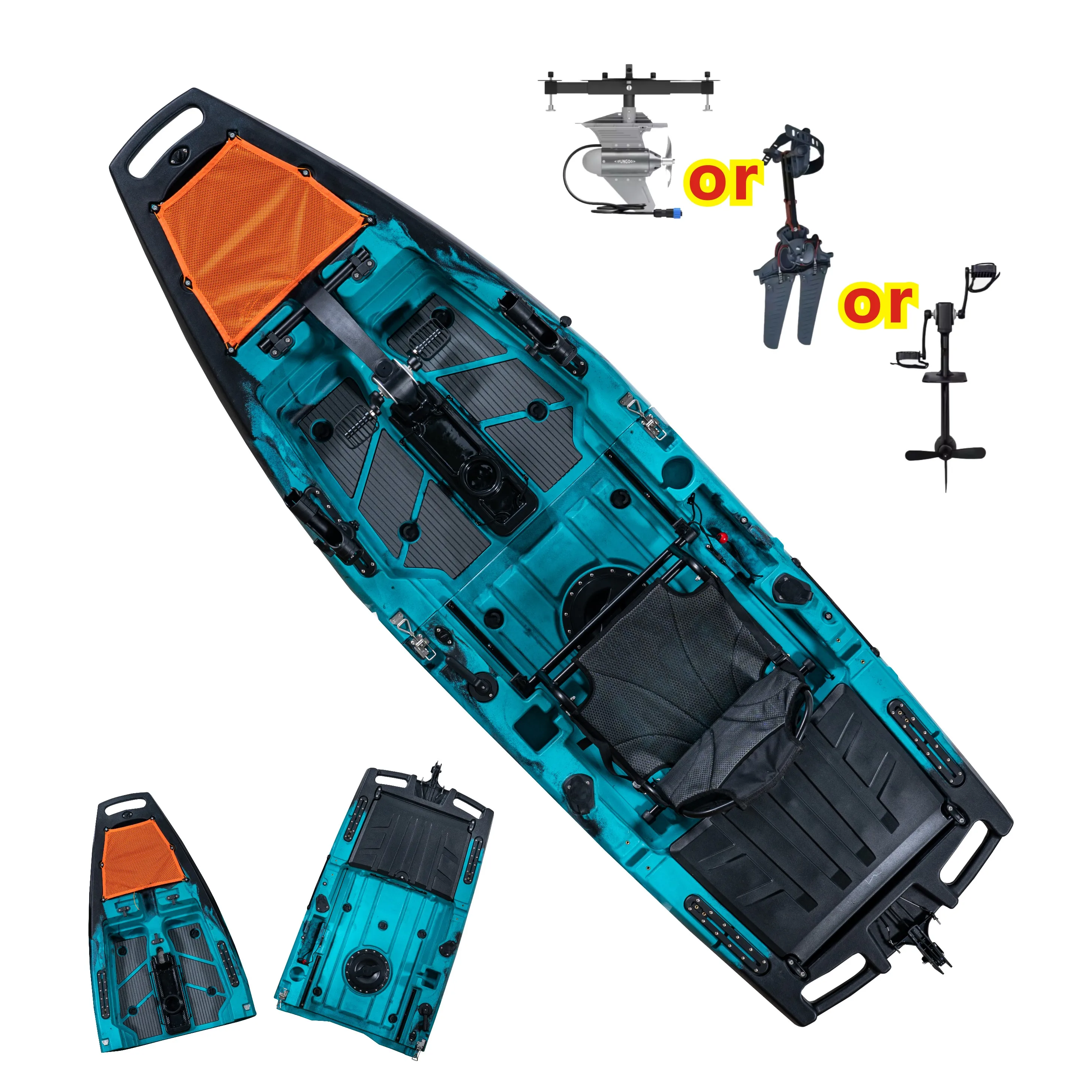 

2025 New Design 2-Section Removable Solo Modular Pedal Kayak Fishing Kayak LLDPE Kayak On Sale