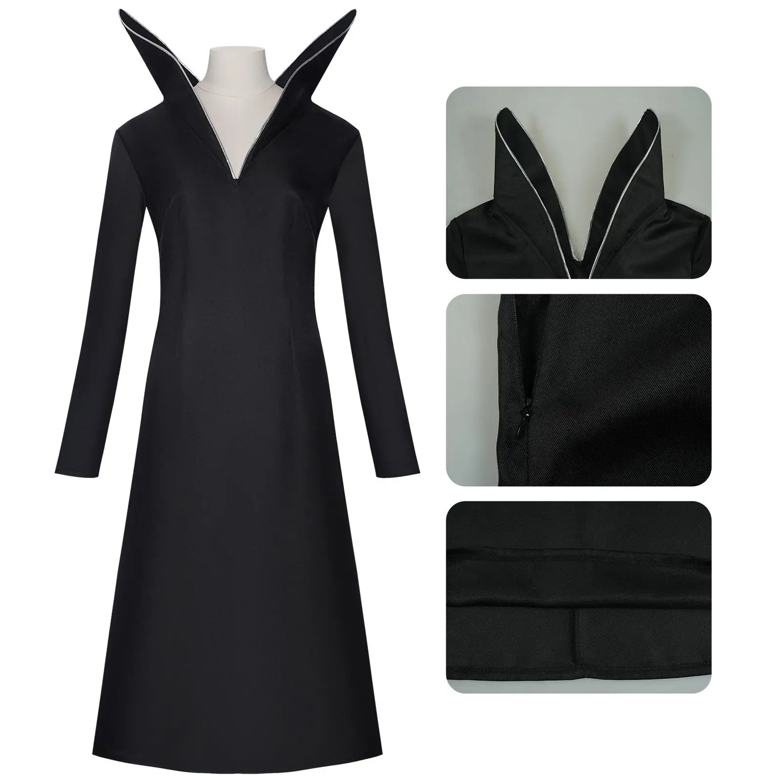 Mittwoch Long Dr Cosplay Kostüm Stehkragen Bühnenanzug Halloween Rollenspiel Damen Traditionelle Hochzeit D...