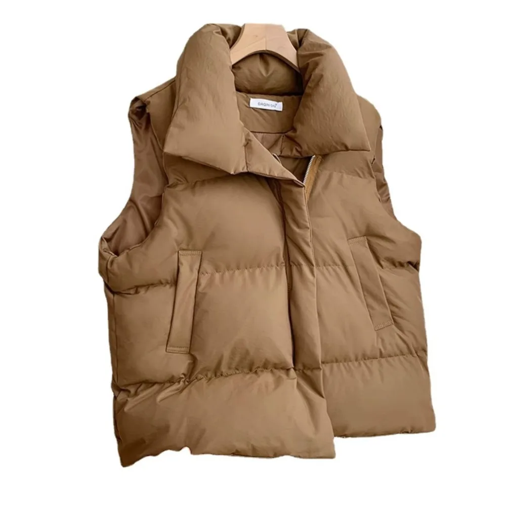 

Loose Down Feather Cotton Vest Bal Zipper Closure Color Commute Women's Vest Autumn Winter Fashion Ladies Outerwear