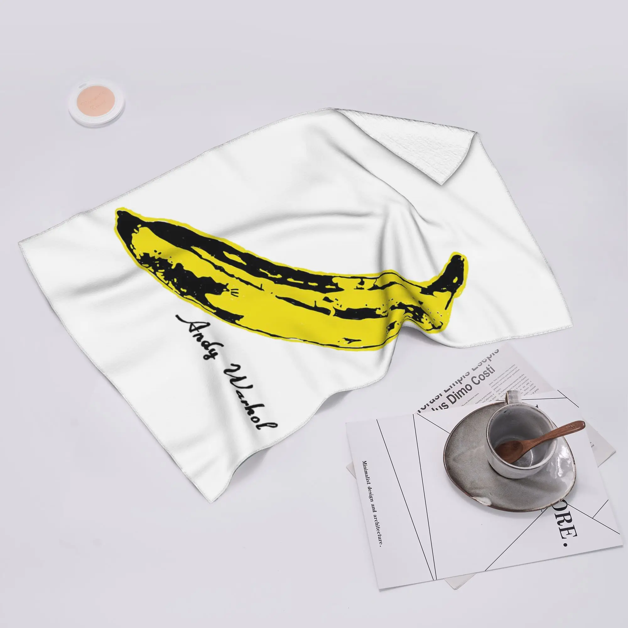 Custom Andy Warhol Sunset Cat Cattle Banana Soft Face Towel Quick Dry Pool Bath Cotton Towels Breathable