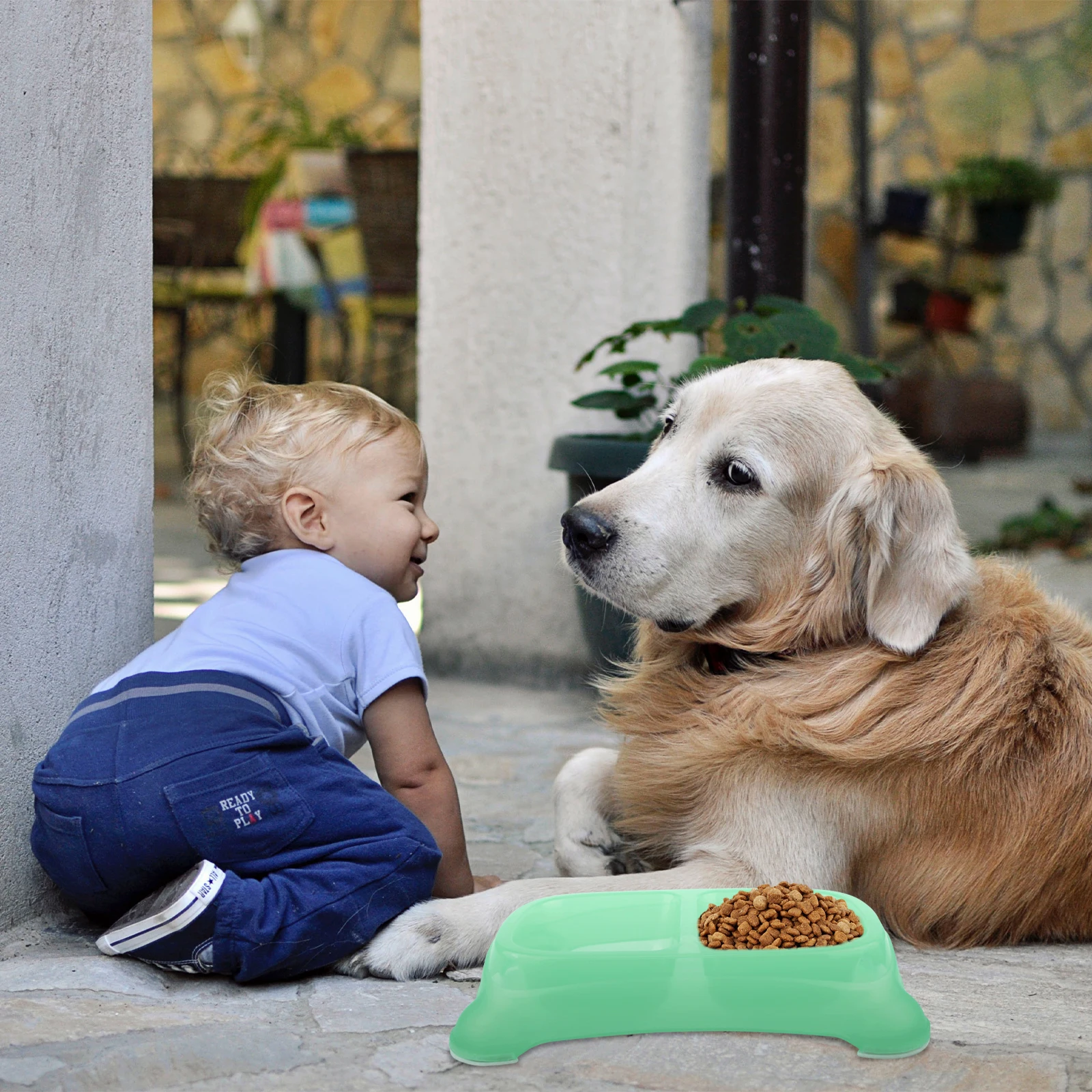 

Anti-Skid Pet Feeding Bowl Convenient Cat Dog Double Feeder Durable Water Food Container