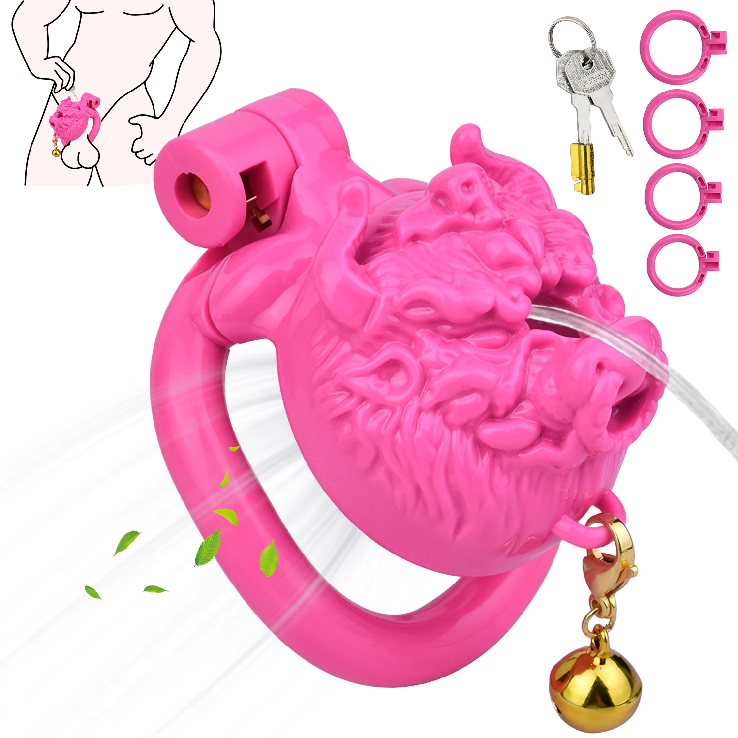 Monster-Shaped Resin Chastity Device, Waterproof, Ergonomic, 3-Color Options