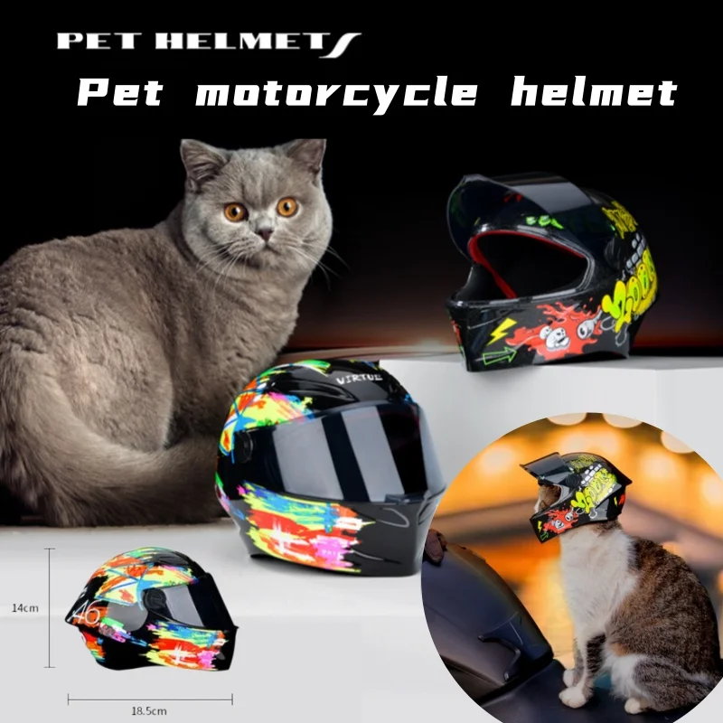 Cat Dog Pet Motorcycle Helmet Pet Motorcycle Mini Motorcycle Safety Helmet Suitable for Head Circumference of 35cm Toy Helmet