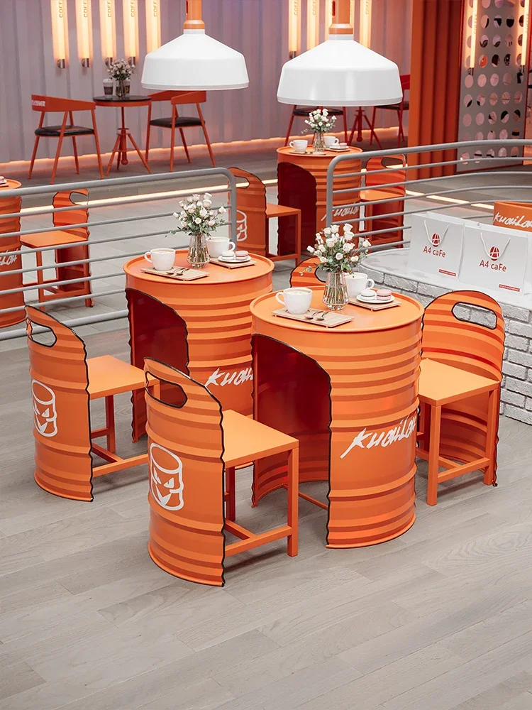 

Customized milk tea shop table and chair combination net celebrity creative industrial style café dessert shop outdoors