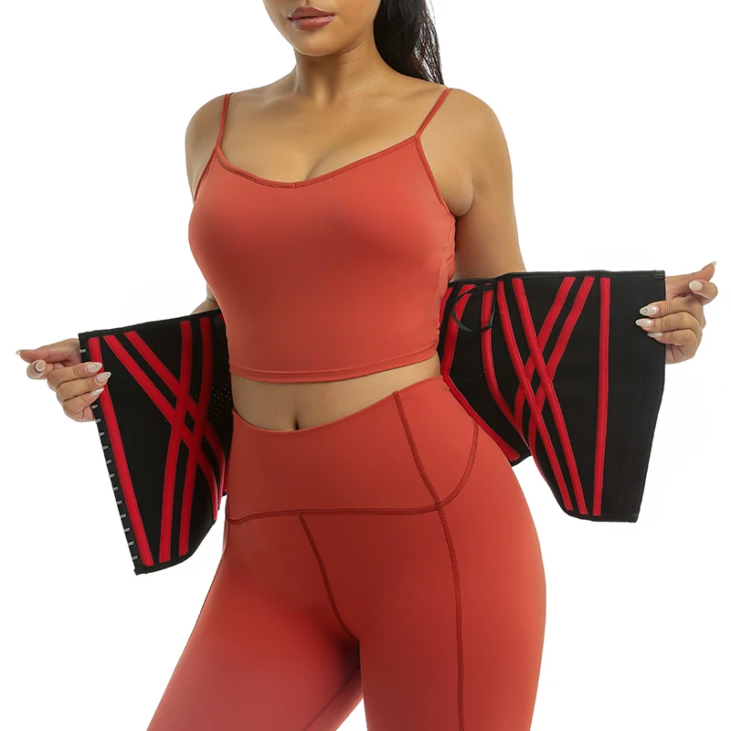 X Steel Bone Design Women Sweat Sliming Belt Tummy Binding Wrap Latex Waist Trainer Trimmer Band Elastic Belly Shaper