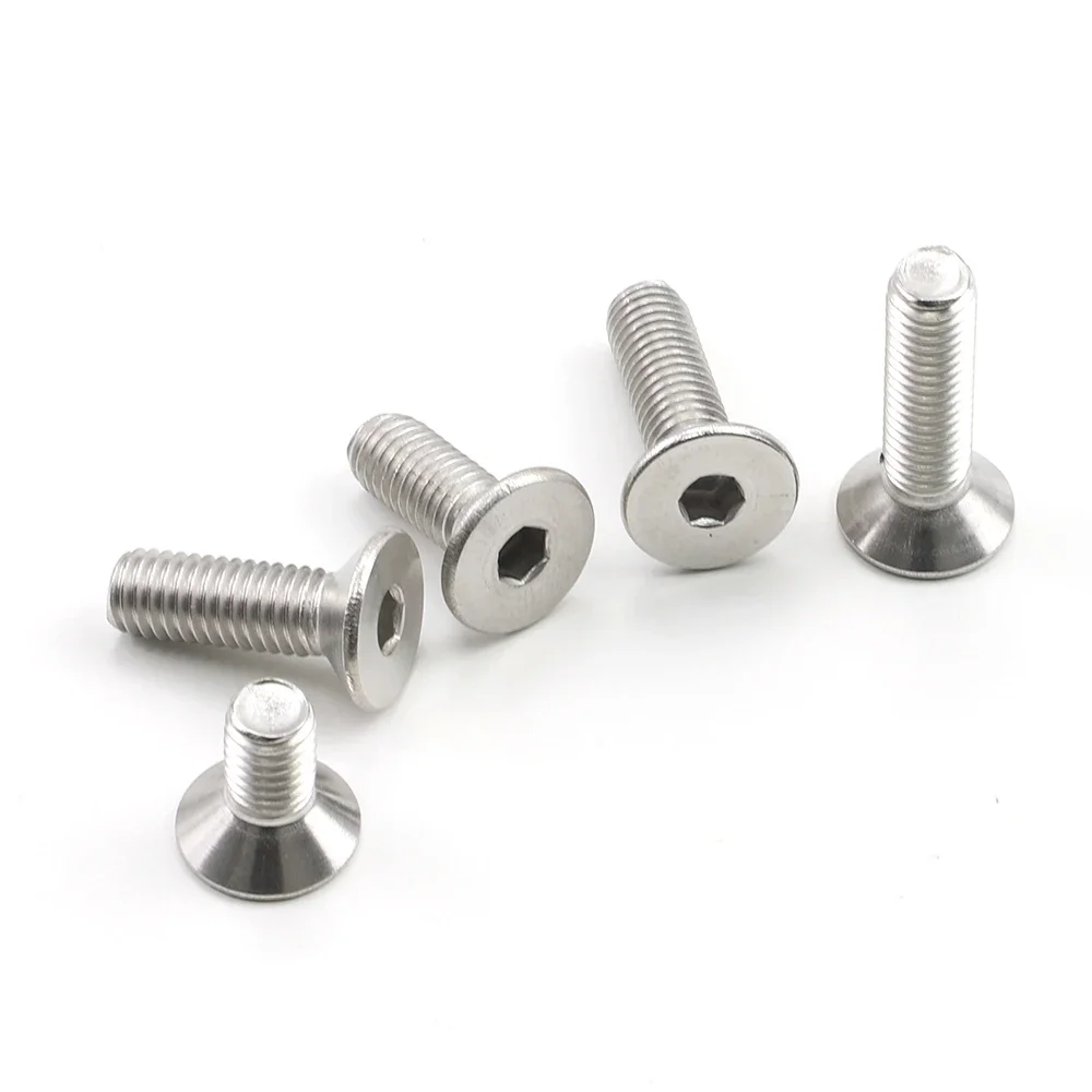 JUIDINTO 2-50pcs Flat Head Hexagon Socket Screw M2 M2.5 M3 M4 M5 M6 M8 M10 Stainless Steel Hex Allen Screw DIN7991