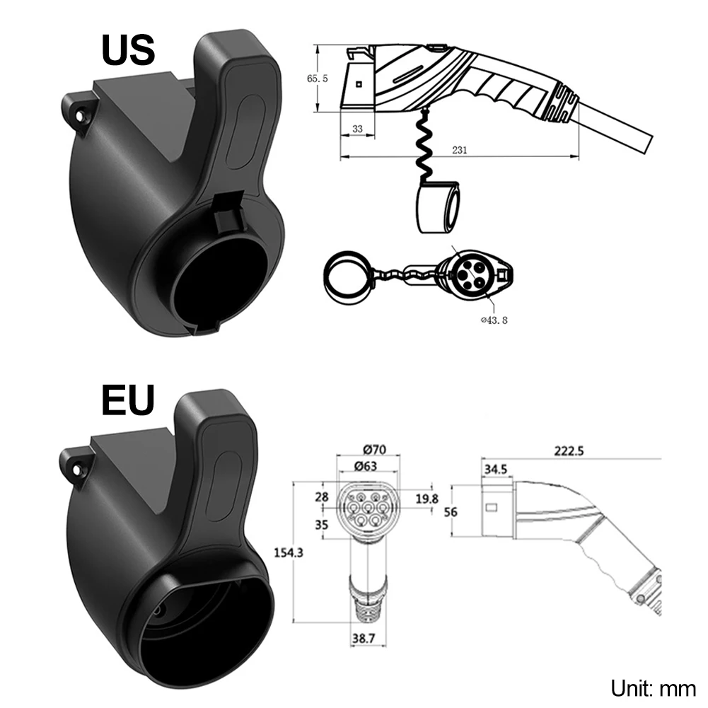 Soporte de cargador EV para coche, organizador de cables de carga de montaje en pared, tipo 1, tipo 2