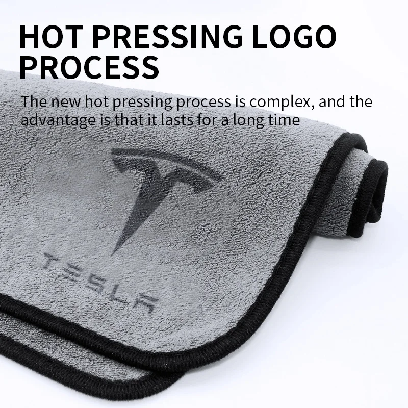 1Pcs Car Wash Microfiber Towel Auto Emblem Cleaning Drying Rag Cloth Auot Accessories For Tesla Model 3 Model Y Model S Model X