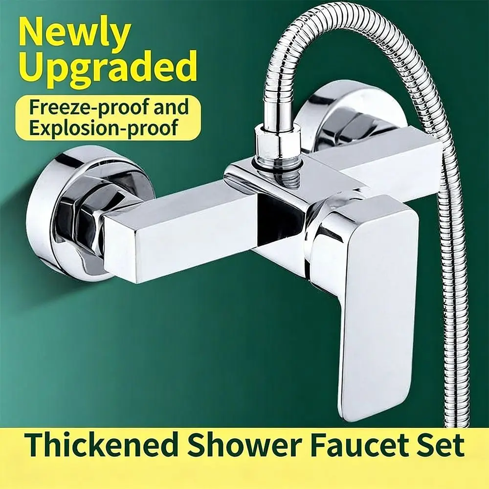 

Durable Alloy Bathroom Faucets Hot Cold Water Chrome Finish Mixing Valve Taps G1/2 Inch Thread Tub Faucet Bathroom Shower