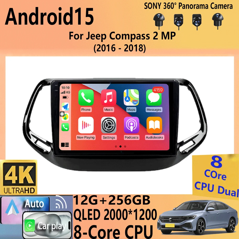 

Android 15 Video Player Car Radio For Jeep Compass 2 MP 2016 - 2018 Multimedia GPS Navigation CarPlay Autoradio DSP WIFI 4G RDS