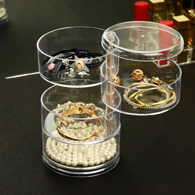 Acrylic Clear Round Storage Box Stackable Belt Rack Display Holder For Watch Jewelry Cosmetics Bracelets Rings Craft Toys Ties