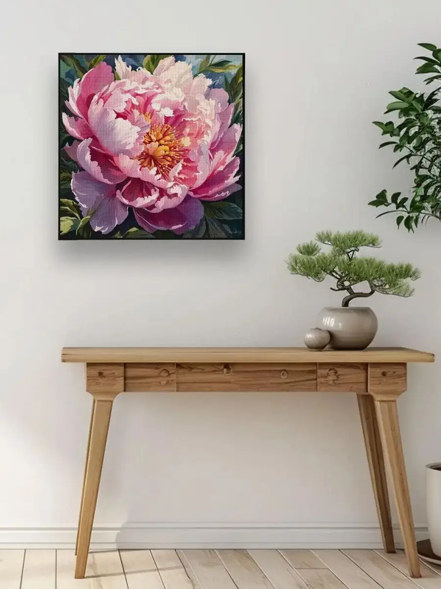 Vollstickerei mit Öko-Baumwollfaden, 11CT, bedruckt mit dem Motiv „Die Blumenfamilie“, Kreuzstich-Set, Kunst 40x40cm – Detail 1