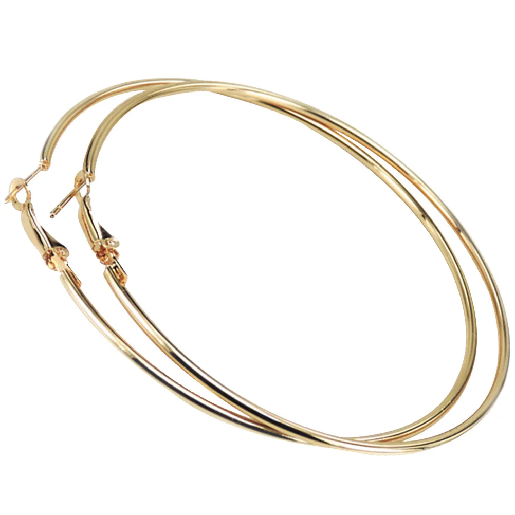 8 سنتيمتر أقراط معدنية مستديرة كبيرة للجنسين السلس خفيفة الوزن هيبوالرجينيك ترصيع للنساء الرجال الذهب بيان كبير مجوهرات #6