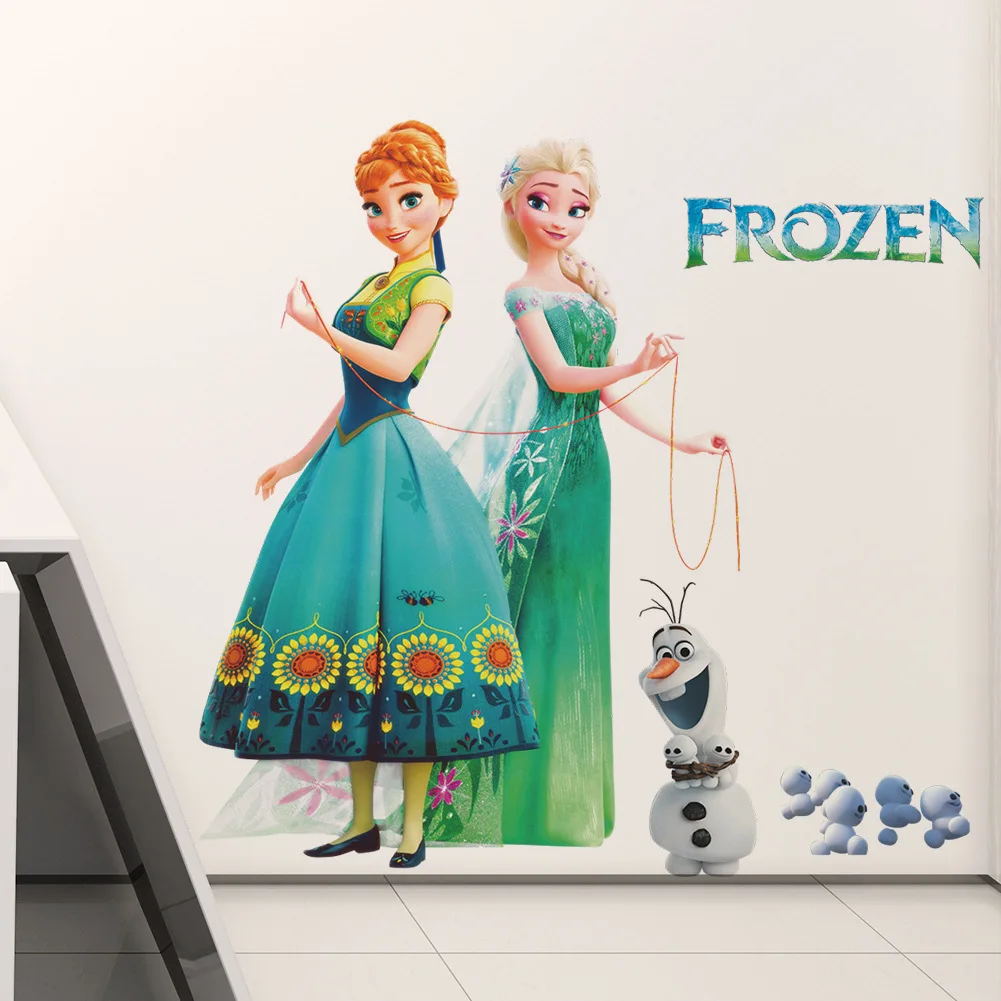 

Cartoon Frozen Princess DIY Elsa Anna Wall Stickers Girl Children Room Background Decoration Removable Kids Bedroom Poster Decal